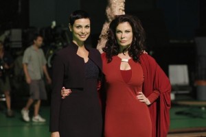 Morena Baccarin and Jane Badler in V - Season Two - "Red Rain"| ©2011 ABC/Jeff Petry