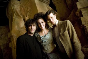 Neil Gaiman joins Suranne Jones and Matt Smith on the set of DOCTOR WHO - Series 6 - Episode 4 | ©2011 BBC