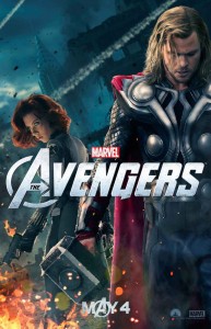 THE AVENGERS poster featuring Black Widow (Scarlett Johansson) and Thor (Chris Hemsworth) | ©2012 Marvel Studios