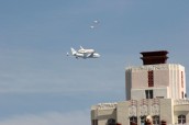 The Space Shuttle Endeavour flies over the Sunset Strip in West Hollywood | ©2012 Sue Schneider