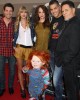 Chucky and the cast of Curse of Chucky L - R: Brennan Elliott, Maitland McConnell, Fiona Dourif, Dan Mancini and A Martinez at the HALLOWEEN HORROR NIGHTS EYEGORE AWARDS | ©2013 Sue Schneider