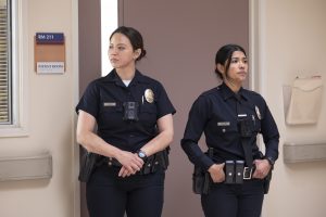 Melissa O'Neil and Lisseth Chavez in THE ROOKIE - Season 6 - "Punch Card" | ©2024 ABC | Raymond Liu