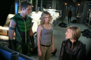 Justin Hartley, Alaina Huffman, Alison Mack in SMALLVILLE - Season 10 - "Collateral" | ©2011 The CW/Marcel Williams