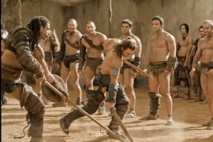 Dustin Clare and Antonio Te Maioha in SPARTACUS: GODS OF THE ARENA -"Reckoning" |©2011 Starz Entertainment, LLC