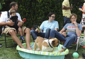 David Denman, Nelson Franklin and Kris Marshall in TRAFFIC LIGHT - Season 1 - "All The Precedent's Men" | ©2010 Fox /Ray Mickshaw