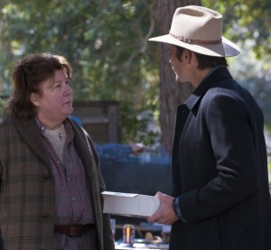 Margo Martindale and Timothy Olyphant in JUSTIFIED - Season 2 - "For Blood or Money" | ©2011 FX/Prashant Gupta