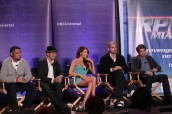 mun2 executive Flavio Morales and the stars of RPM MIAMI Frankie J, Fernanda Romero, Adrian Bellani and executive producer Alonso Galvez at NBCUniversal's Summer Press Day 2011 | ©2011 NBC/Chris Haston