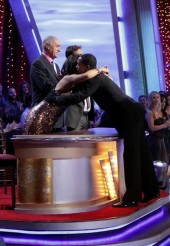 Romeo bids the judges Len Goodman, Bruno Tonioli, Carrie Ann Inaba goodbye after being eliminated on DANCING WITH THE STARS - Season 12 - Week 8 | ©2011 ABC/Adam Taylor