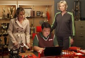 Jane Lynch, Jessalyn Golsig, Kent Avenido in GLEE - Season 2 - "Funeral" | ©2011 Fox/Beth Dubber