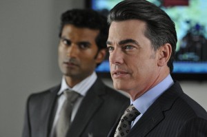 Sendhil Ramamurthy and Peter Gallagher in COVERT AFFAIRS - Season 1 - "When the Levee Breaks" | ©2011 USA Network/Steve Wilkie