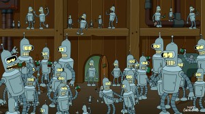 Bender and more Benders on FUTURAMA - Season 6B - "Benderama" | Futurama TM and ©2011 Twentieth Century Fox Film Corp. All Rights Reserved