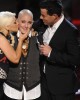Christina Aguilera, Beverly McClellan, Carson Daly on THE VOICE - Season 1 - Semi-Finals Results Show | ©2011 NBC/Lewis Jacobs