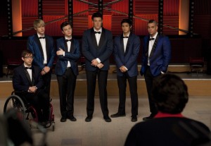 Kevin McHale, Chrod Overstreet, Chris Colfer, Cory Monteith, Harry Shum Jr., Mark Salling in GLEE - Season 2 - "Never Been Kissed"  | ©2010 Fox/Adam Rose