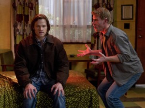 Jared Padalecki and Mark Pellegrino in SUPERNATURAL - Season 7 - "Repo Man" | ©2012 The CW/Jack Rowand