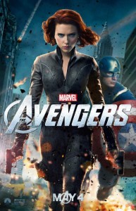 THE AVENGERS poster featuring Black Widow (Scarlett Johansson) and Captain American (Chris Evans) | ©2012 Marvel Studios