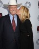 Larry Hagman gets a kiss from Joan Van Ark at the TELEVISION: OUT OF THE BOX exhibit celebrates Warner Bros. Television Group | ©2012 Sue Schneider