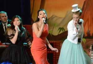 Jenna Ushkowitz, Naya Rivera and Heather Morris in GLEE - Season 3 - "Prom-asauras" | ©2012 Fox/Mike Yarish
