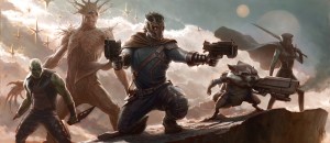 Drax the Destroyer, Groot, Star Lord, Rocket Raccoon and Phyla Vell aka Quasar in GUARDIANS OF THE GALAXY conceptual art | ©2012 Marvel Studios