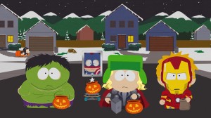 Cartman as the Incredible Hulk, Stan as Captain America, Kyle as Thor and Kenny as Iron Man in SOUTH PARK - Season 16 - "A Nightmare on FaceTime" | ©2012 Comedy Central