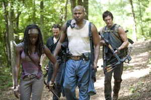 Danai Gurira, Andrew Lincoln, Vincent Ward and Norman Reedus in THE WALKING DEAD - Season 3 - "When the Dead Come Knocking" | ©2012 AMC/Gene Page