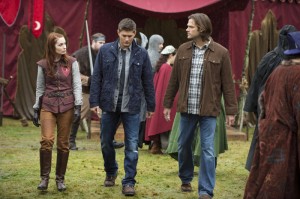 Felicia Day, Jensen Ackles and Jared Padalecki in SUPERNATURAL - Season 8 - "LARP and the Real Girl" | ©2013 The CW/Cate Cameron