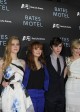 Bates Motel Cast: L - R Nestor Carbonell, Nicole Peltz, Olivia Cooke, Freddie Highmore, Vera Farmiga, and Max Thieriot at the A&E Network premieres BATES MOTEL | ©2013 Sue Schneider