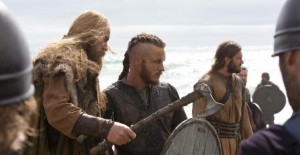 Ragnar (Travis Fimmel) encounter armed soldiers in VIKINGS "Dispossessed" | (c) 2013 Jonathan Hession/History