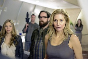 Rachel (Elizabeth Mitchell), Aaron (Zak Orth) and Charlie (Tracy Spirdakos) confront who lives in the Tower on Revolution "Children of Men" | (c) 2013 Brownie Harris/NBC