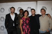 ENLISTED Cast Shot L - R: Geoff Stults, David Keith, Angelique Cabral, Parker Young, Chris Lowell at The Paley Center for Media | ©2014 Sue Schneider