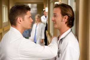 Jensen Ackles and Richard Speight, Jr. as Gabriel in SUPERNATURAL - "Changing Channels" | ©2009 The CW/Jack Rowand