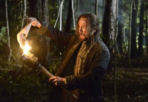 Ichabod (Tom Mison) destroys an important map in SLEEP HOLLOW "The Indispensable Man" | © 2014 Brownie Harris/Fox