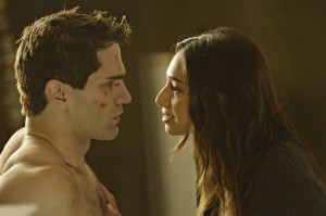 Sam Witwer as Aidan Waite, Meaghan Rath as Sally Malik in BEING HUMAN "Ramona the Pest" | © 2014 Philippe Bosse/Syfy