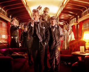 ©2014 BBC/BBC WorldwidDavid Bamber as Captain Quell, Christopher Dane as McKean, Peter Capaldi as The Doctor, Frank Skinner as Perkins and Daisy Beaumont as Maisie in DOCTOR WHO - Series 8 - "Mummy on the Orient Express" | ©2014 BBC/BBC Worldwide/Adrian Rogerse/Adrian Rogers