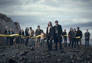 Stephen Louis Grush, Jacki Weaver, Nick Nolte, Sarah-Jane Potts, Jessica Lucas, Kevin Zegers, Josh Hamilton, Jack Irvine, Anna Gunn, David Tennant, Kendrick Sampson, Virginia Kull, Madalyn Horcher, Michael Pena and Kevin Rankin in GRACEPOINT - Season 1 - "Pilot" | ©2014 Fox/Mathieu Young