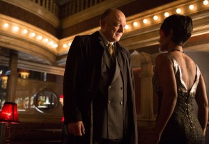 Falcone (John Doman) and Fish Mooney (Jada Pinkett Smith) confront each other over the power in GOTHAM | © 2015 Jessica Miglio/FOX