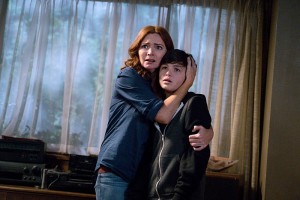 Brigid Brannagh as Rita Johnson and Logan Williams as Max Johnson in SUPERNATURAL - Season 11 | ©2015 The CW/Liane Hentscher