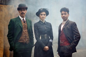 Stephen Mangan as Arthur Conan Doyle, Rebecca Liddiard as Adelaide Stratton and Michael Weston as Harry Houdini in HOUDINI & DOYLE - Season 1 | ©2016 Fox/Joseph Scanlon