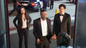 Jon Foo as Detective Jonathan Lee, Aimee Garcia as Didi Diaz and Justin Hires as James Carter in RUSH HOUR | © 2016 CBS