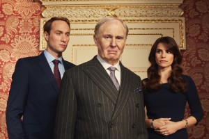 Oliver Chris, Tim Pigott-Smith and Charlotte Riley in KING CHARLES III | Photo Courtesy of Robert Viglasky/Drama Republic for BBC and MASTERPIECE