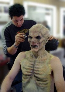 Camden Toy being worked on by Robert Hall on BUFFY THE VAMPIRE SLAYER | design by Almost Human / photo courtesy Almost Human