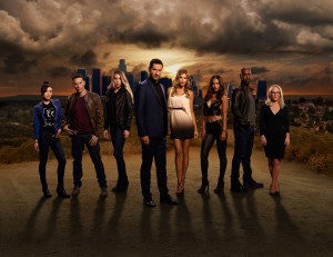 Aimee Garcia, Kevin Alejandro, Lauren German, Tom Ellis, Tricia Helfer, Lesley-Ann Brandt, DB Woodside and Rachael Harris in LUCIFER - Season 2 |©2016 Fox/Brendan Meadows