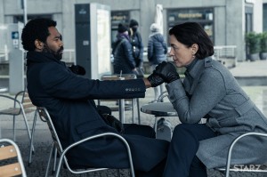 Olivia Williams as Emily Burton Silk and Nicholas Pinnock as Ian Shaw in COUNTERPART | © 2018 Showtime