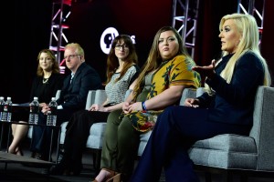 Trafficking survivor Marriah, producer Lauren Mucciolo, producer Jezza Neumann, Phoenix Police Department Det. Heidi Chance and executive producer Raney Aronson-Rath chat about FRONTLINE - SEX TRAFFICKING IN AMERICA at the TCA Winter 2019 press tour | ©2019 PBS /Rahoul Ghose