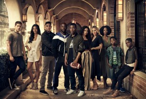 Cody Christian as Asher Adams, Greta Onieogou as Layla Keating, Michael Evans Behling as Jordan Baker, Taye Diggs as Billy Baker, Daniel Ezra as Spencer James, Samantha Logan as Olivia Baker, Monet Mazur as Laura Baker, Karimah Westbrook as Grace James, Jalyn Hall as Dillon James and Bre - Z as Coop in ALL AMERICAN - Season 1 | ©2018 The CW Network/Jack Rowand