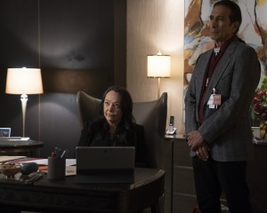 Tantoo Cardinal and Gregory Zaragoza in STUMPTOWN - Season 1 - "Forget it Dex, It's Stumptown" | ©2019 ABC/David Bukach