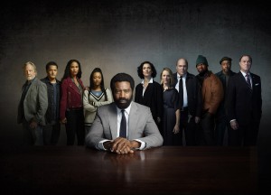 Timothy Busfield as Henry Roswell, Brandon J. Dirden as Darius, Joy Bryant as Marie Wallace, Tyla Harris as Jasmine Wallace, Nicholas Pinnock as Aaron Wallace, Indira Varma as Safiya Masry, Mary Stuart Masterson as Anya Harrison, Glenn Fleshler as Frank Foster, Curtis "50 Cent" Jackson as Cassius, Dorian Missick as Jamal Bishop, and Boris McGiver as Glen Maskins in FOR LIFE - Season 1 | ©2020 ABC/Matthias Clamer