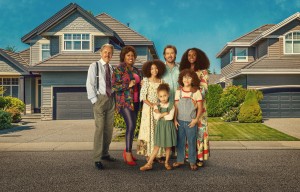 Gary Cole as Harrison Johnson, Christina Anthony as Denise, Arica Himmel as Bow Johnson, Mykal-Michelle Harris as Santamonica Johnson, Mark-Paul Gosselaar as Paul Johnson, Ethan William Childress as Johan Johnson, and Tika Sumpter as Alicia Johnson in MIXED-ISH - Season 1| ©2020 ABC/Brian Bowen Smith