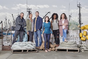 SIREN Key Art Ian Verdun as Xander, Fola Evans-Akingbola as Maddie, Alex Roe as Ben, Eline Powell as Ryn, Sibongile Mlambo as Donna and Rena Owen as Helen in SIREN | ©2018 Freeform/Vu Ong