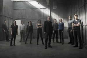 Brett Dalton as Grant Ward, Elizabeth Henstridge as Agent Jemma Simmons, Iain De Caestecker as Agent Leo Fitz, Ming-Na Wen as Agent Melinda May, Chloe Bennet as Agent Daisy Johnson, Clark Gregg as Director Phil Coulson, Nick Blood as Agent Lance Hunter, Adrianne Palicki as Agent Bobbi Morse, Henry Simmons as Agent Alphonso “Mack” MacKenzie and Luke Mitchell as Lincoln Campbell in MARVEL'S AGENTS OF S.H.I.E.L.D. - Season 7 | ©2020 ABC/Kurt Iswarienkio