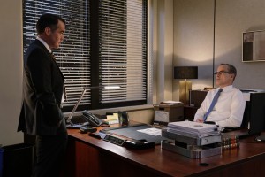 Brian D'Arcy James as Mark Giuliano and Michael Kelly as Andrew McCabe in THE COMEY RULE | ©2020 CBS Television Studios/SHOWTIME/Ben Mark Holzberg